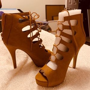 Brown lace up heels
